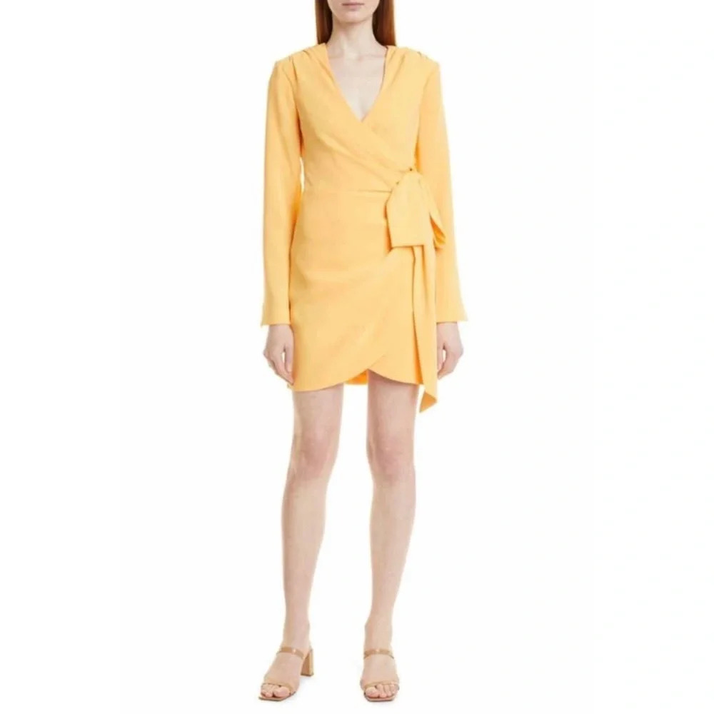 cinq a sept Yellow Wrap Mini Dress